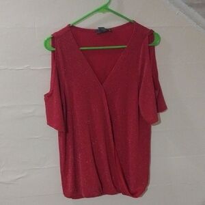 Elegant Red Cold Shoulder Blouse